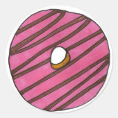 ピンクフロステッドドーナツブレックファーストジャンクフードドーナツ ラウンドシール (正面)