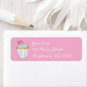 ピンクフロステッドハートケーキカップケーキラブブライダルシャワー ラベル (インサイチュ)