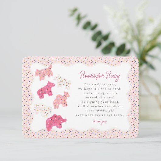 ピンクフロステッド動物のクッキー本ベビー挿入用 エンクロージャーカード (スタンド正面)