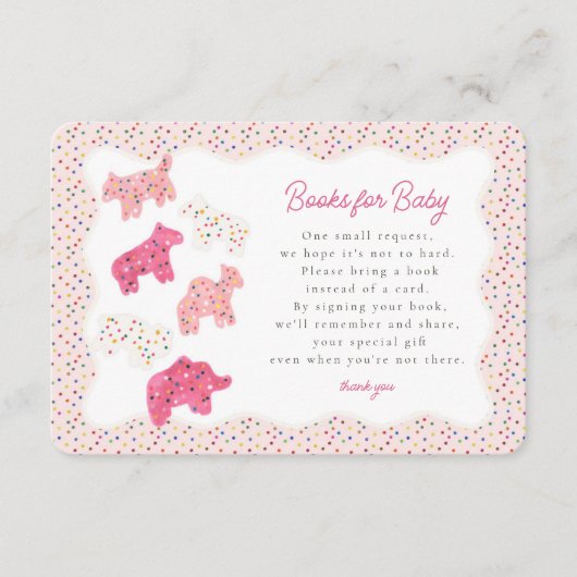ピンクフロステッド動物のクッキー本ベビー挿入用 エンクロージャーカード (正面)