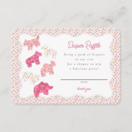 ピンクフロステッド動物クッキーおむつラッフルインサート エンクロージャーカード