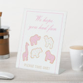 ピンクフロステッド動物クッキーがパーティーの好意を受け取る 台座サイン (インサイチュ)