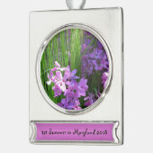 ピンクフロックス&グラスサマーフローラ シルバープレートバナーオーナメント (左)