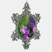 ピンクフロックス&グラスサマーフローラ スノーフレークピューターオーナメント (左)