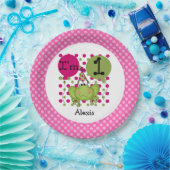 ピンクフロッグの第1誕生日紙プレート ペーパープレート (パーティー)