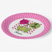 ピンクフロッグの第1誕生日紙プレート ペーパープレート (アングル)