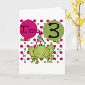 ピンクフロッグ誕生日Tシャツとギフト カード (黄色い花)