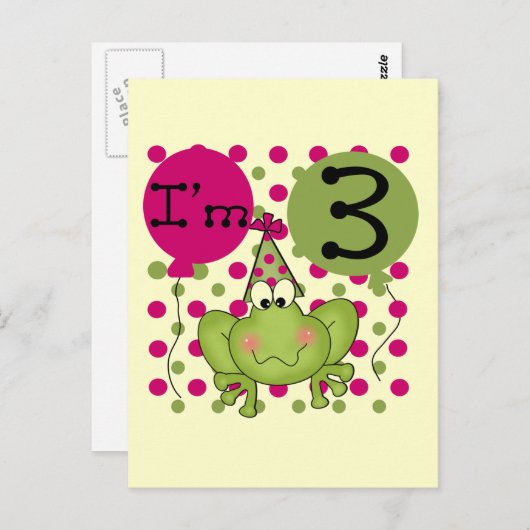 ピンクフロッグ誕生日Tシャツとギフト ポストカード (正面/裏面)