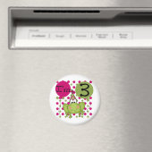 ピンクフロッグ誕生日Tシャツとギフト マグネット (インサイチュ (食洗機))