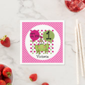 ピンクフロッグ1st誕生日紙ナプキンス スタンダードカクテルナプキン (インサイチュ)