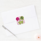 ピンクフロッグ4th誕生日Tシャツとギフト ラウンドシール (封筒)