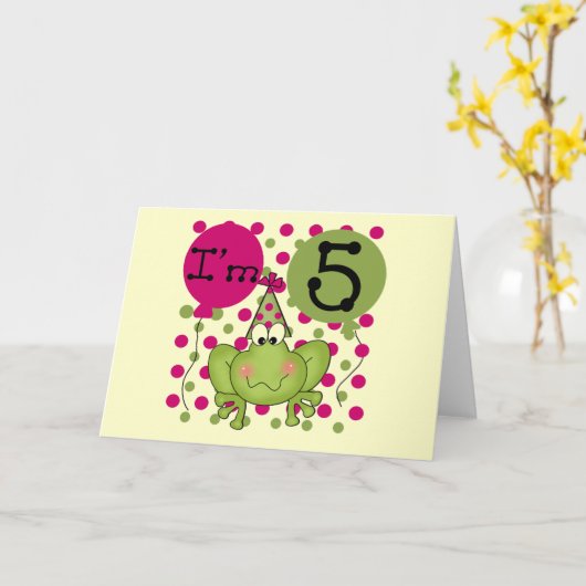 ピンクフロッグ5誕生日Tシャツ&ギフト カード (黄色い花)