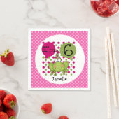 ピンクフロッグ6th誕生日紙ナプキンス スタンダードカクテルナプキン (インサイチュ)