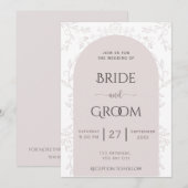 ピンクフロレーデザイン&ゴールデンバラtouch結婚ズ 招待状 (正面/裏面)