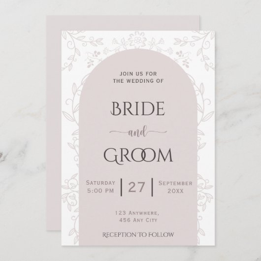 ピンクフロレーデザイン&ゴールデンバラtouch結婚ズ 招待状 (正面/裏面)