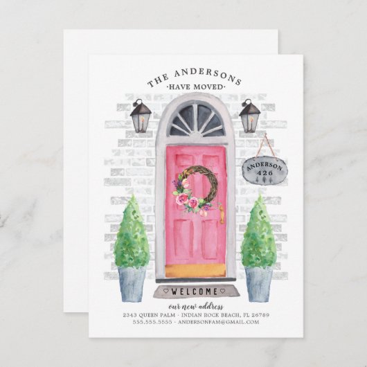 ピンクフロントドアの移動案内 案内ポストカード (正面/裏面)