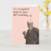 ピンクフローおもしろいド90誕生日 カード (黄色い花)