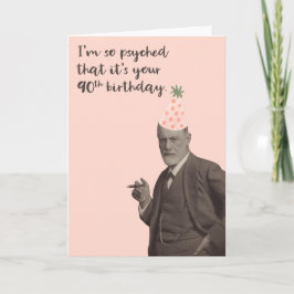 ピンクフローおもしろいド90誕生日 カード