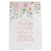 ピンクフローラあじさいブライダルシャワーの恩恵 ミディアムペーパーバッグ (裏面)