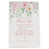 ピンクフローラあじさい植物洗礼のお願い ミディアムペーパーバッグ (正面)