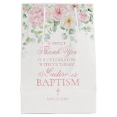 ピンクフローラあじさい植物洗礼のお願い ミディアムペーパーバッグ (裏面)