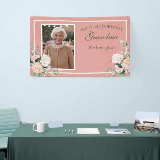 ピンクフローラおばあちゃん90誕生日 横断幕 (トレードショー)