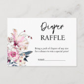 ピンクフローラおむつラッフルベビーシャワー エンクロージャーカード (正面)