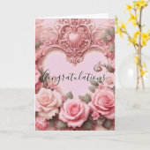 ピンクフローラおめでとうブライダルシャワーカード カード (黄色い花)