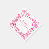 ピンクフローラお洒落ブライダルシャワー紙ナプキン スタンダードカクテルナプキン (角)