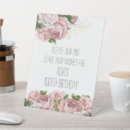 ピンクフローラお願いサイン離れウィズ誕生日 台座サイン