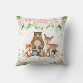 ピンクフローラかわいいウッドランドアニマルズガール子供部屋 クッション (裏面)
