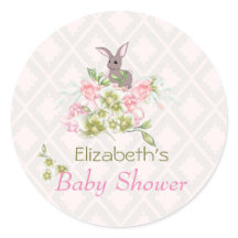ピンクフローラかわいいバニー赤ちゃんシャワー