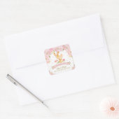 ピンクフローラかわいいバンニーズジョイントシスター誕生日 スクエアシール (封筒)