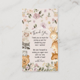 ピンクフローラかわいいベビー森林動物感謝してい エンクロージャーカード