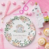 ピンクフローラかわいい象の赤ちゃん女の子ベビーシャワー ペーパープレート (パーティー)