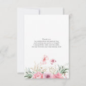 ピンクフローラかわいい金ゴールド誕生日ありがとう サンキューカード (裏面)