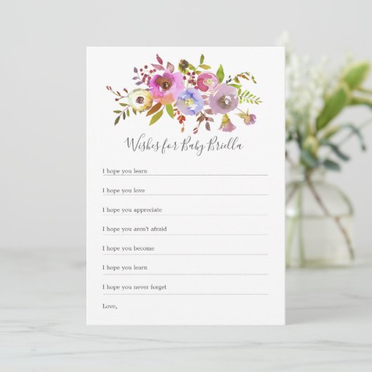 ピンクフローラがベビーを望む、ベビーシャワーゲーム 招待状 (スタンド正面)