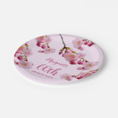 ピンクフローラさくらんぼブロッサム桜誕生日パーティー ペーパープレート (アングル)