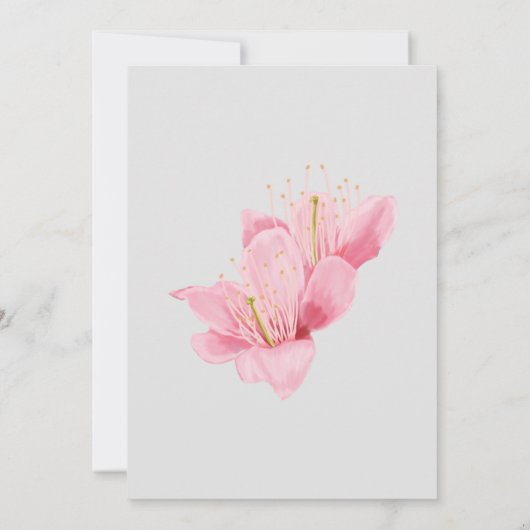 ピンクフローラさくらんぼブロッサム結婚式招待状 招待状 (裏面)