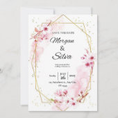 ピンクフローラさくらんぼブロッサム結婚式招待状 招待状 (正面)