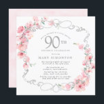 ピンクフローラさくらんぼブロッサム90thバースデーパーティー 招待状<br><div class="desc">柔らかい赤面ピンクのさくらんぼの花は銀の枠エレガントに絡み合う。第90回の誕生日パーティー詳細は書ソフトグレーの文字である。この四角い誕生日の招待は、背中に柔らかいピンクの水色の洗い流しを持っている。それは90誕生日さくらんぼブロッサムのコレクションのパーティーである。非常に招待スイートまたはピンクのフローラパーティーデコレーションを作成するかわいらしために必要なアイテムが含まれている。このページにリンクが表示されるはずです。お連絡しもしなさい。</div>