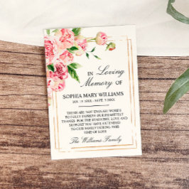 ピンクフローラとグリーン悔やみや弔慰メモリサンキューカード サンキューカード