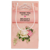 ピンクフローラとダイヤモンドティアラプリンセスありがとう スモールペーパーバッグ (正面)
