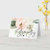 ピンクフローラと悔やみや弔慰弔慰ハート カード (黄色い花)