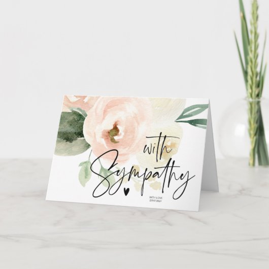 ピンクフローラと悔やみや弔慰弔慰ハート カード (正面)