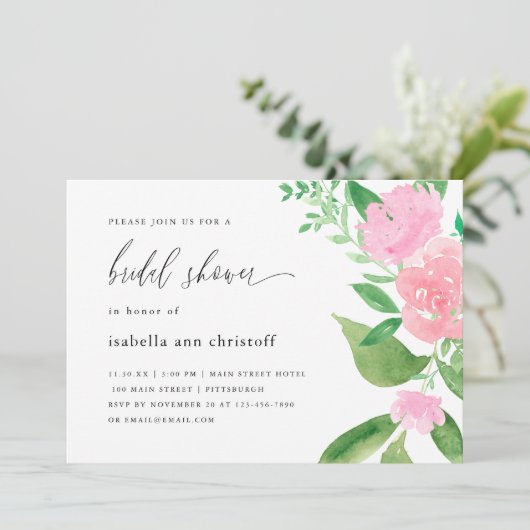 ピンクフローラと書結婚道のブライダルシャワー 招待状 (スタンド正面)