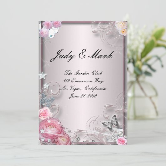 ピンクフローラと結婚蝶のメニューカード メニュー (スタンド正面)