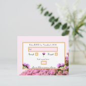 ピンクフローラと金ゴールドRSVP ポストカード (スタンド正面)