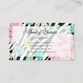 ピンクフローラのシックなゼブラガーリープリント 名刺 (裏面)