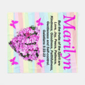 ピンクフローラのスピリットの毛布カスタムの果実 フリースブランケット (正面(横))